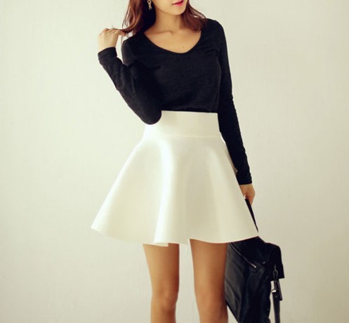 Ladies' Sexy High-Waisted Skirt - White L