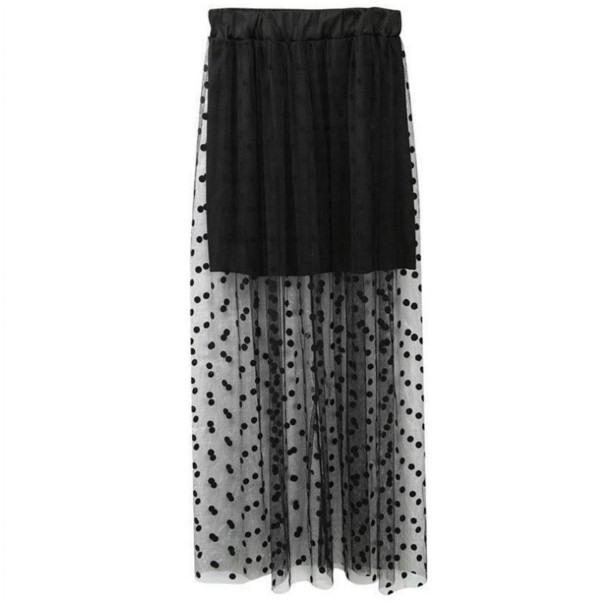Ladies' Sheer Maxi Skirt with Dots 1