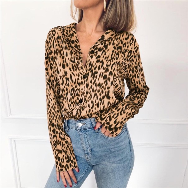 Ladies' Shirt with Leopard Print light brown XL