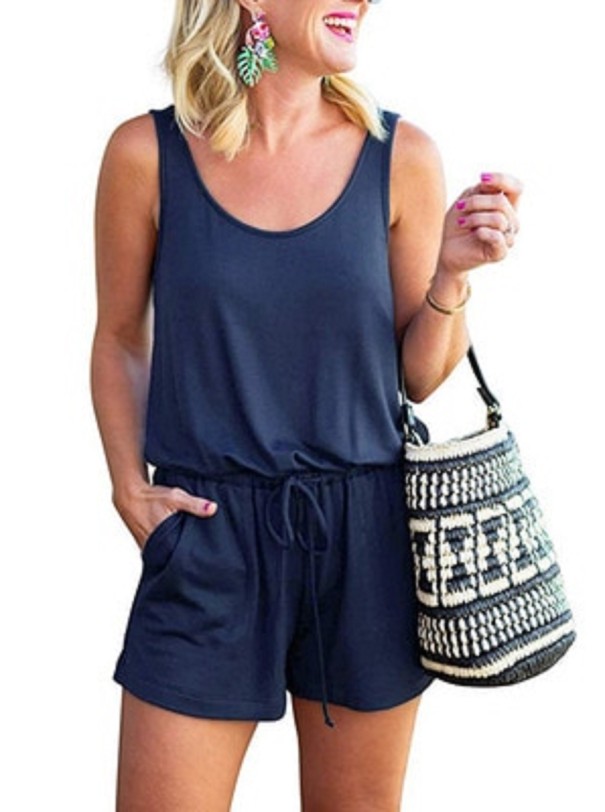Ladies' Short Jumpsuit dark blue XXL