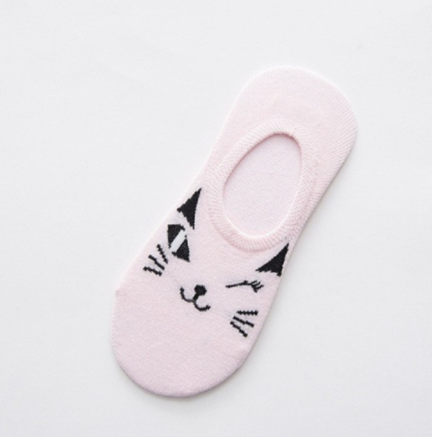 Ladies' Short Socks - Cats A721 pink