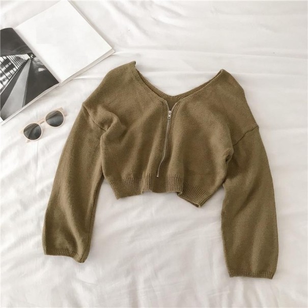 Ladies' Short Zip Sweater olive
