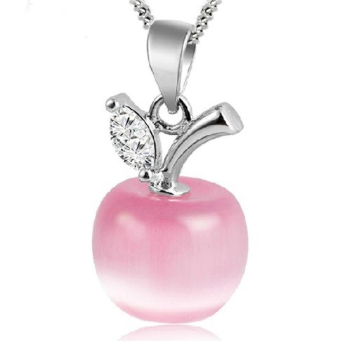 Ladies' Silver-Plated Apple Pendant J1219 pink