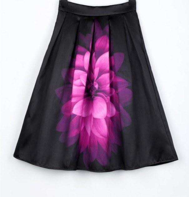 Ladies' Skirt with Floral Print J1068 black XS