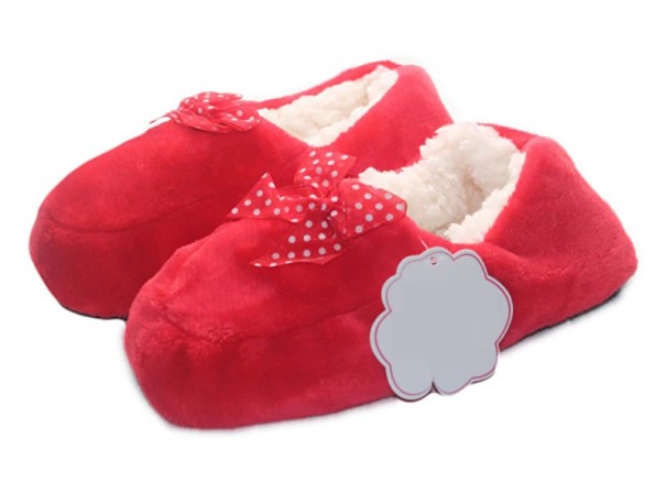 Ladies' Slippers with Fur red