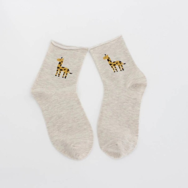Ladies' Socks with Animals beige