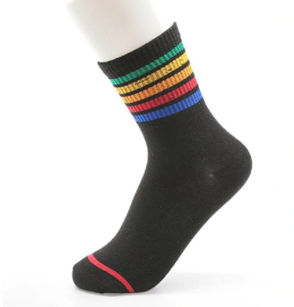 Ladies' Socks with Colourful Stripes black