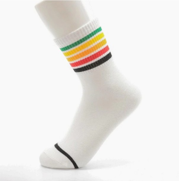 Ladies' Socks with Colourful Stripes white