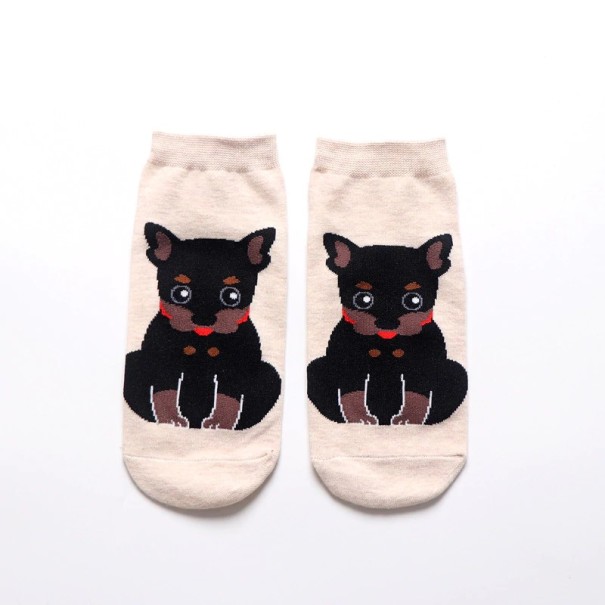 Ladies' Socks with Dog beige
