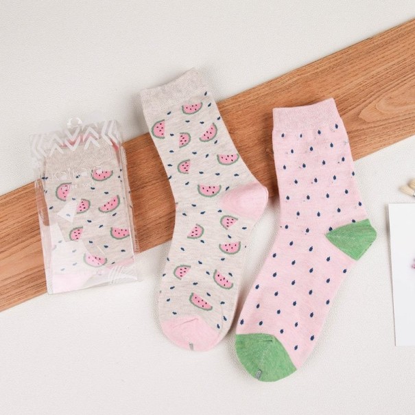 Ladies' Socks with Watermelons - 2 Pairs 1