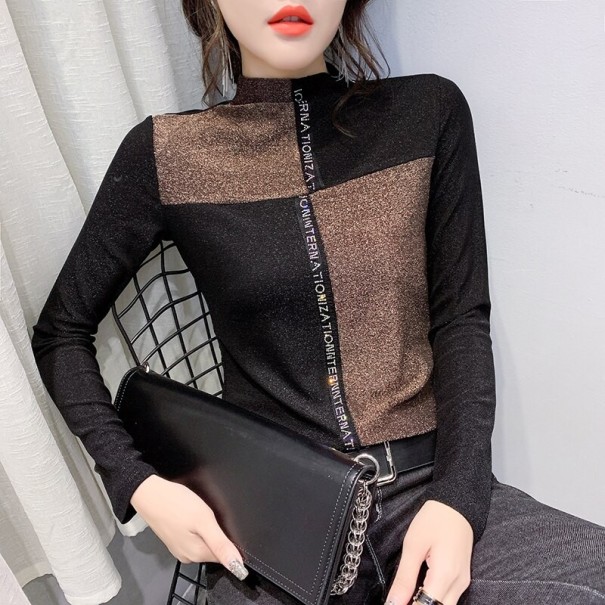 Ladies' Sparkly Long Sleeve Top A1265 coffee brown L