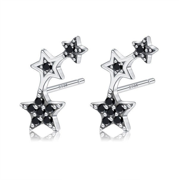 Ladies' Star Earrings with Zirconia black