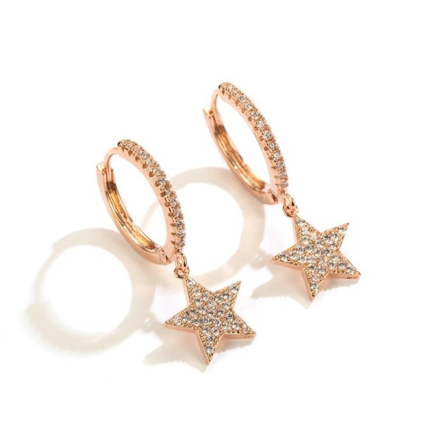 Ladies' Star Hoop Earrings C1084 old rose