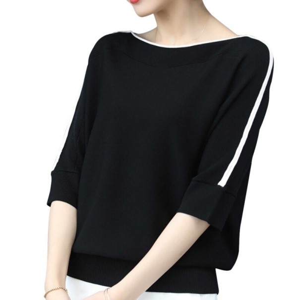Ladies' Striped Sweater A2374 black