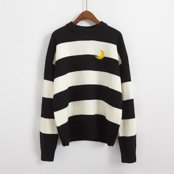 Ladies' Striped Sweater A2955 black