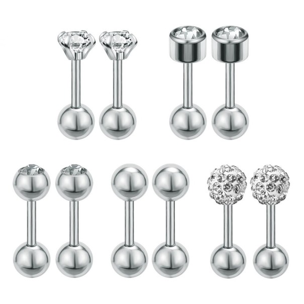 Ladies Stud Earrings 5 Pairs A3151 silver