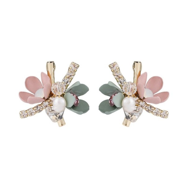 Ladies' Stud Earrings Flowers with Zircons 1