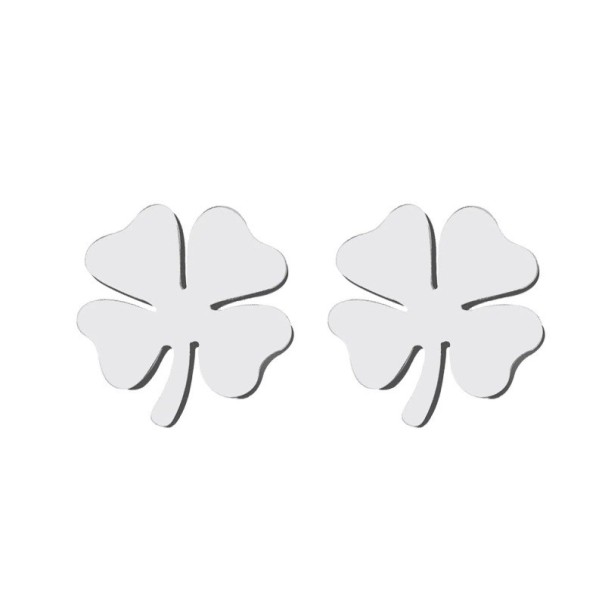 Ladies' Stud Earrings Four-Leaf Clover silver
