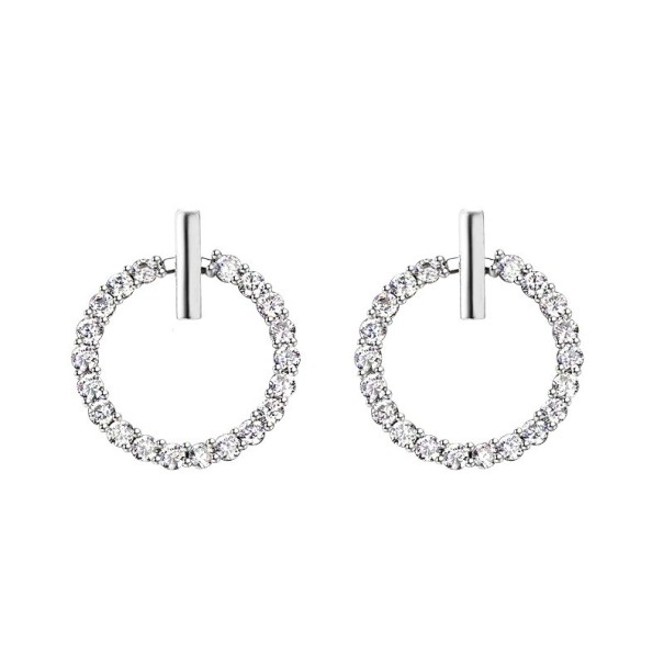 Ladies' Stud Earrings Hoop with Stones silver