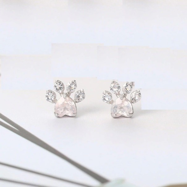 Ladies' Stud Earrings Paw silver