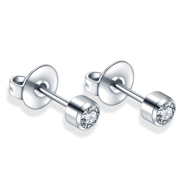 Ladies' Stud Earrings with Zircon G1380 silver