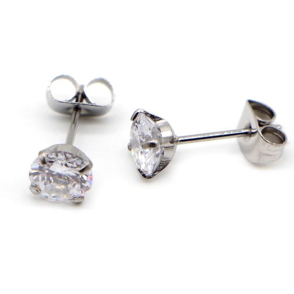 Ladies' Stud Earrings with Zircon G451 silver 5 mm