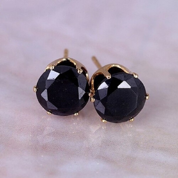 Ladies' Stud Earrings with Zircon G480 black 1