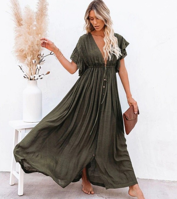 Ladies' Summer Maxi Dress P791 dark green