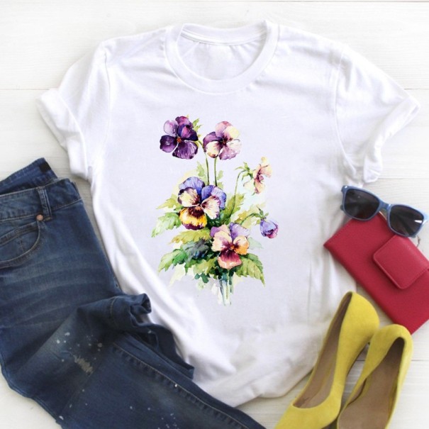 Ladies' T-shirt with Floral Design L 2