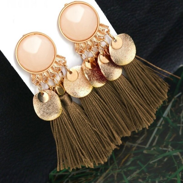 Ladies' Tassel Drop Earrings H695 brown