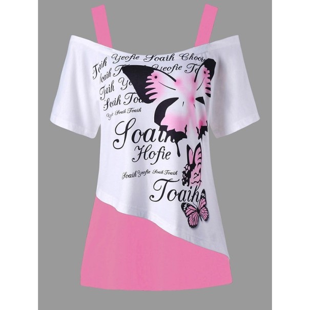 Ladies' Top with Butterfly Print pink XL
