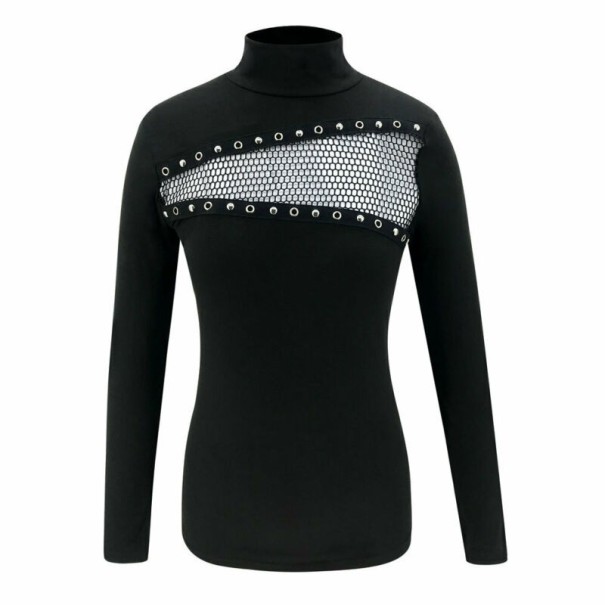 Ladies' Top with Mesh Neckline L