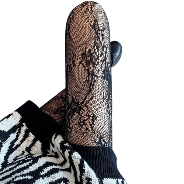 Ladies' Transparent Fishnet Lace Tights Elegant Black Tights Lace Sexy Patterned Tights Fashion Accessory for the Evening black