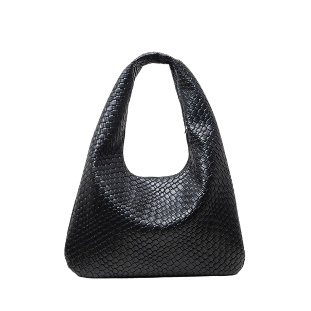 Ladies' Vintage Bag 36 x 2 x 23 cm Artificial Woven Leather and Polyester Retro Look Flat Elegant Shoulder Bag black