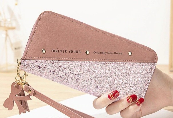 Ladies' Wallet with Stones pink