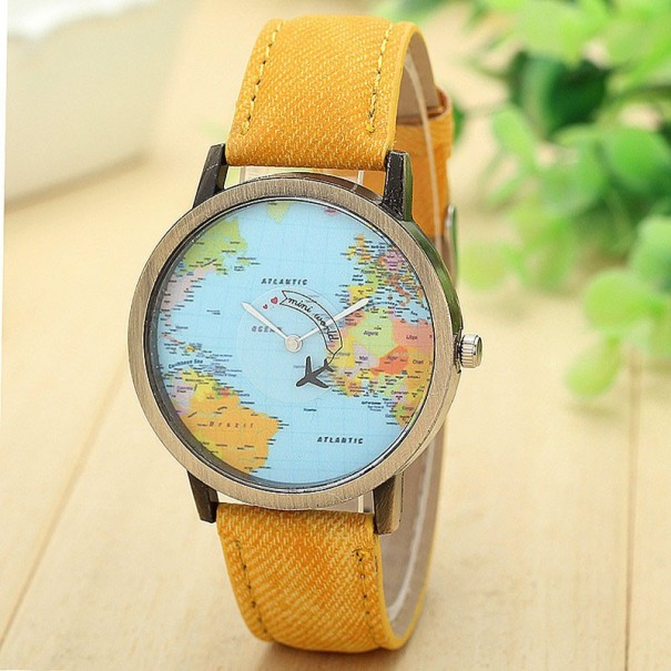 Ladies' Watch with World Map J3114 yellow