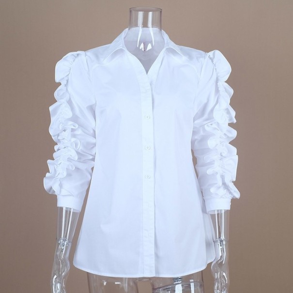 Ladies' White Blouse with Ruffles A2848 XS