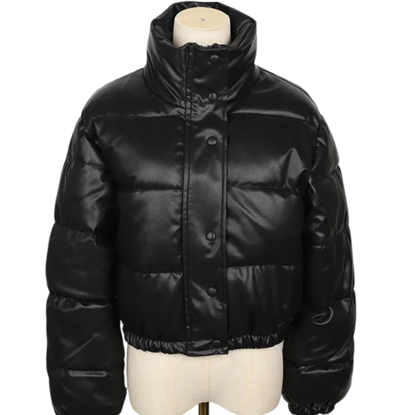 Ladies' Winter Jacket High Collar Zip and Button Fastening Warm Polyester Design Elegant Winter Coat Comfortable Jacket for Cold Weather black S