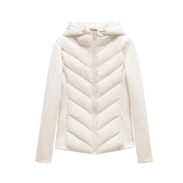 Ladies' Winter Jacket Polyester Zip-Up Coat with Hood Warm Comfortable Coat for Cold Weather Insulated Winter Jacket for Everyday Wear white M