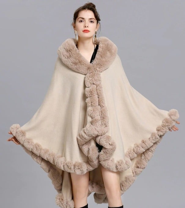 Ladies' Winter Poncho P2529 beige