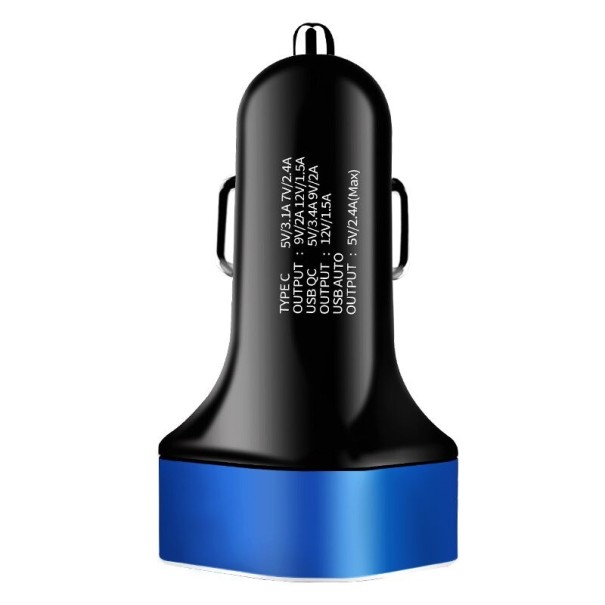 Ładowarka samochodowa USB-C / USB niebieski
