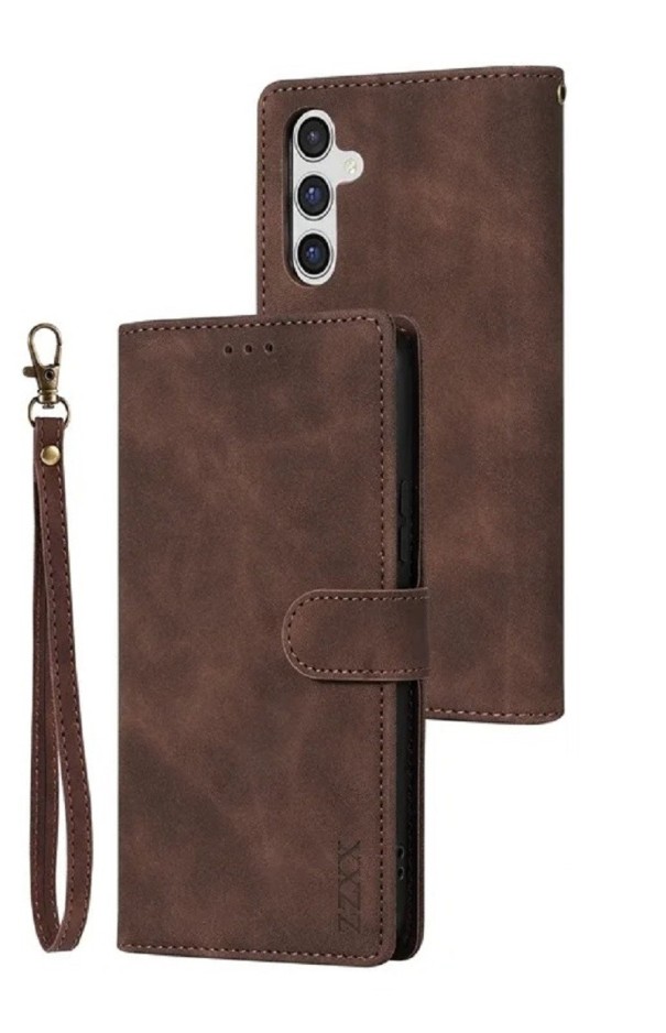 Læder flip cover til Samsung Galaxy S22 Ultra brun