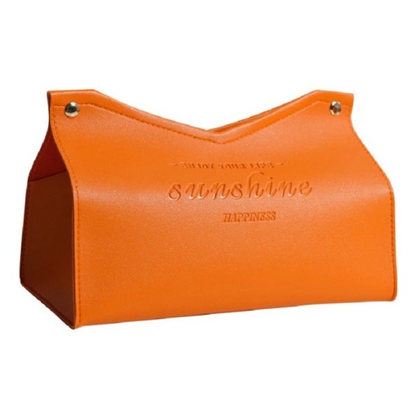 Læder lommetørklædeæske orange