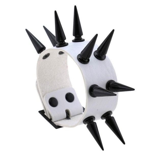 Læderarmbånd med pigge H464 hvid