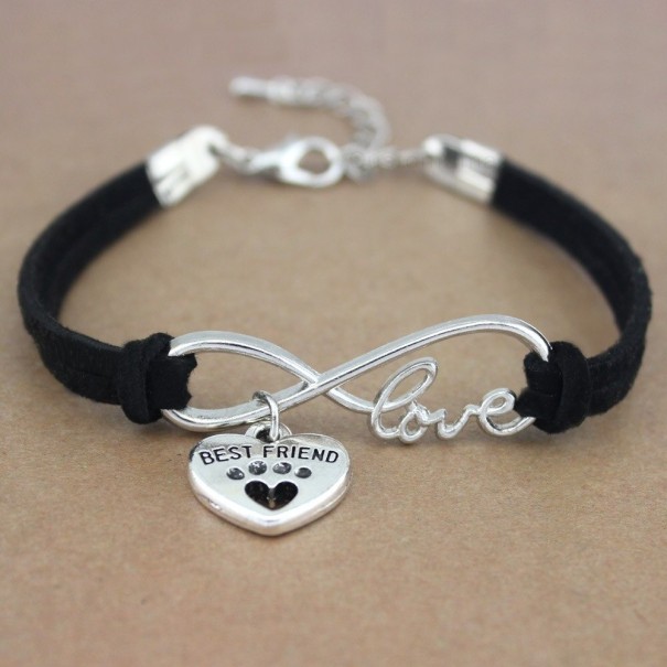 Læderarmbånd til bedste ven sort
