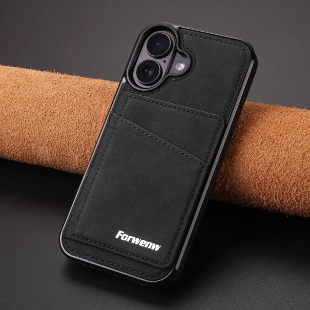 Læderetui Business Flip til iPhone 17 Pro Max Indbygget magnetisk tegnebog Flip-etui i PU-kunstlæder sort