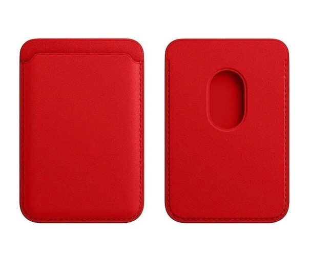 Læderkortholder med MagSafe-magnet til iPhone rød