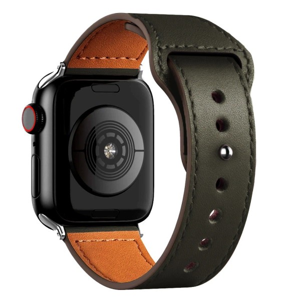 Læderrem til Apple Watch 42 mm / 44 mm / 45 mm T861 mørkegrøn