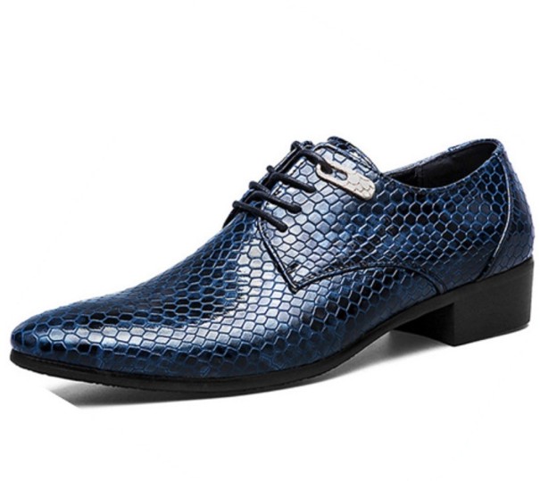 Lage schoenen in slangenleerstijl voor heren J1510 blauw 45