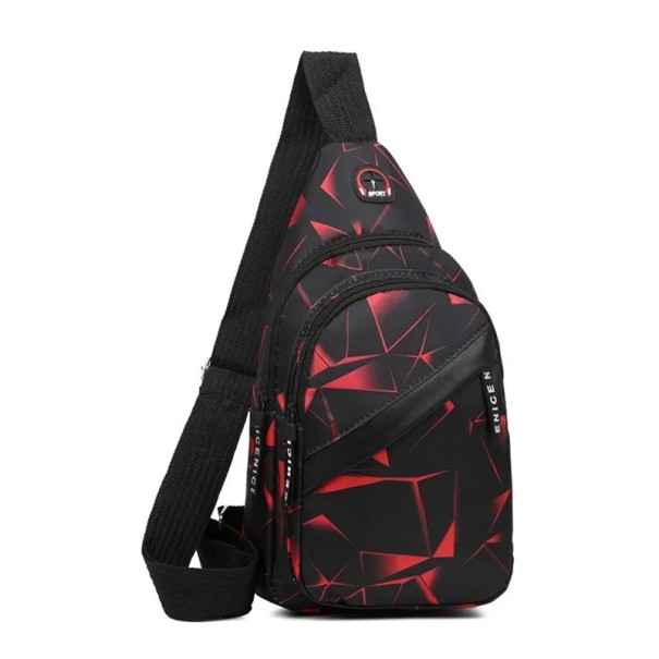 Ľahká unisex crossbody taška 31×16×8 cm Športový náprsný batoh cez rameno Vonkajšia cestovná taška s dvoma veľkými vreckami pre mužov aj ženy červená